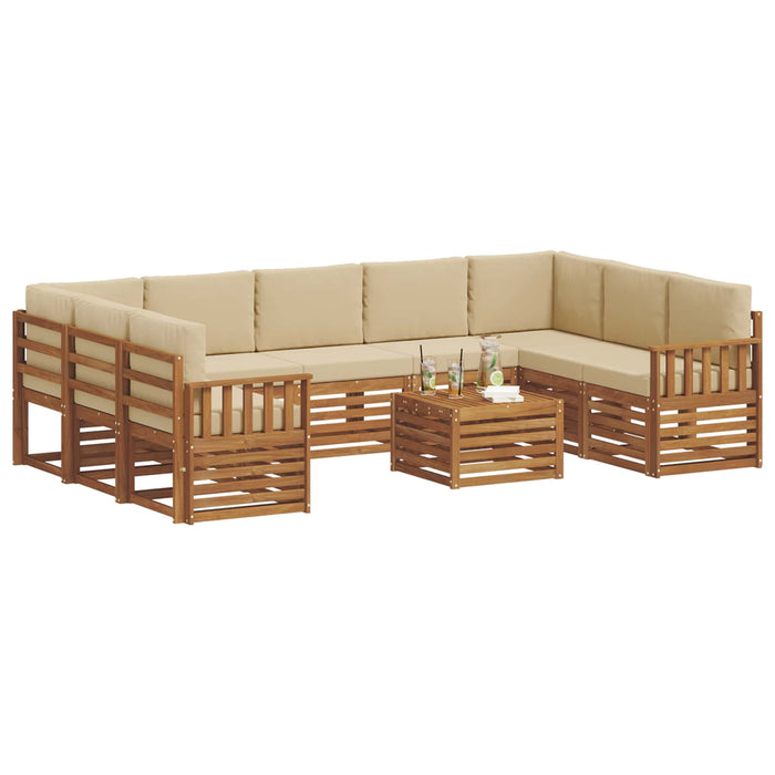 Seturi de canapele 10 pcs Natural și Bej Lemn Solid de Acacia - WALTI WALTI