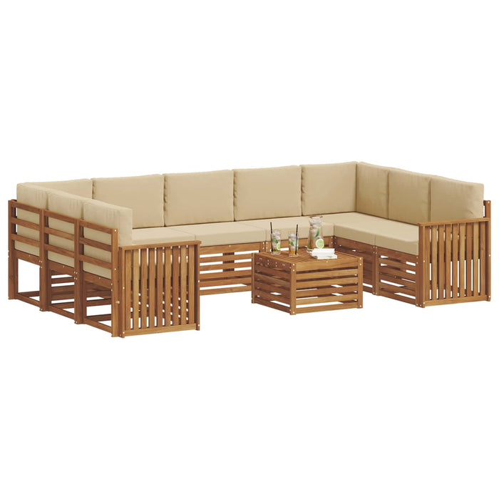 Seturi de canapele 10 pcs Natural și Bej Lemn Solid de Acacia - WALTI WALTI