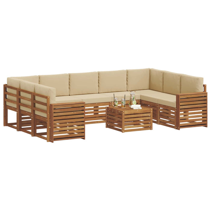 Seturi de canapele 10 pcs Natural și Bej Lemn Solid de Acacia - WALTI WALTI