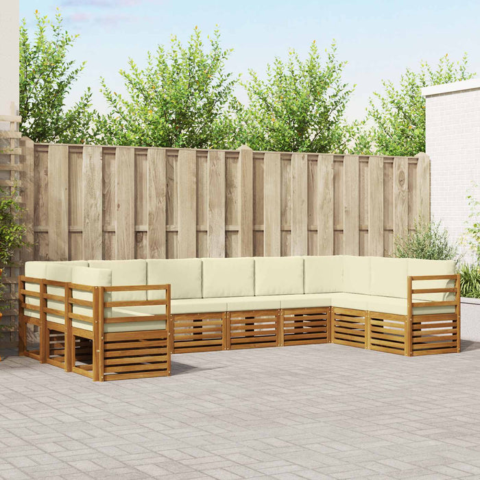 Seturi de canapele 10 pcs Natural și Crem Lemn Solid de Acacia - WALTI WALTI