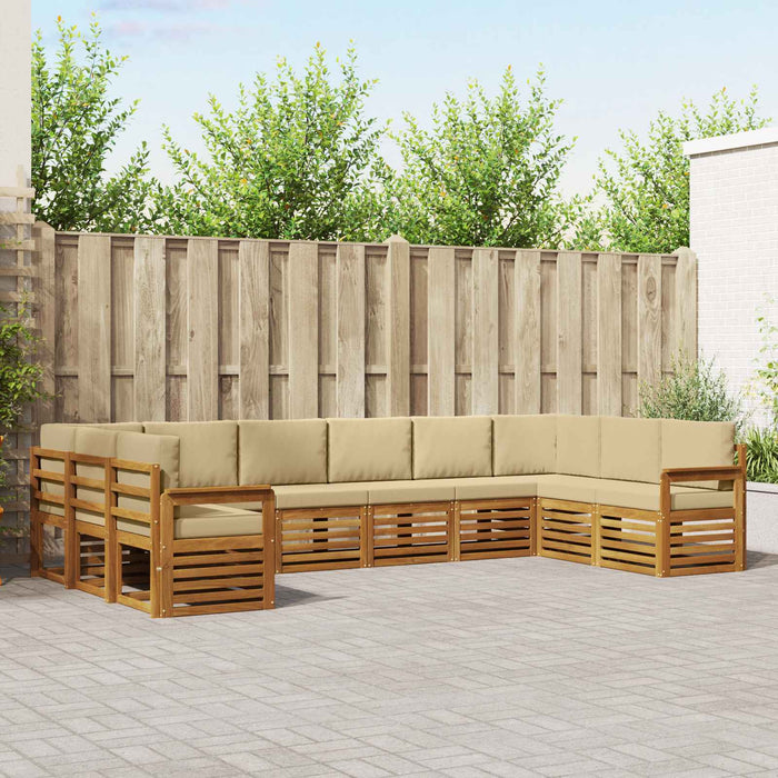Seturi de canapele 10 pcs Natural și Bej Lemn Solid de Acacia - WALTI WALTI