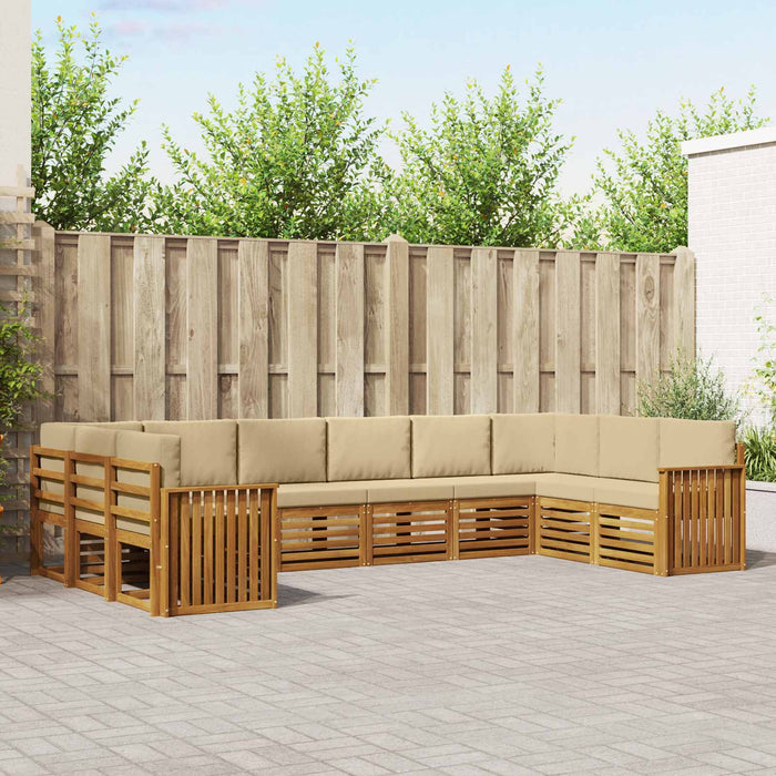 Seturi de canapele 10 pcs Natural și Bej Lemn Solid de Acacia - WALTI WALTI