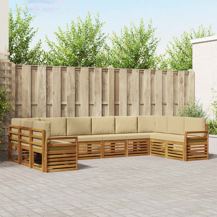 Seturi de canapele 10 pcs Natural și Bej Lemn Solid de Acacia - WALTI WALTI
