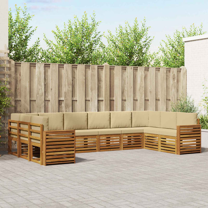 Seturi de canapele 10 pcs Natural și Bej Lemn Solid de Acacia - WALTI WALTI