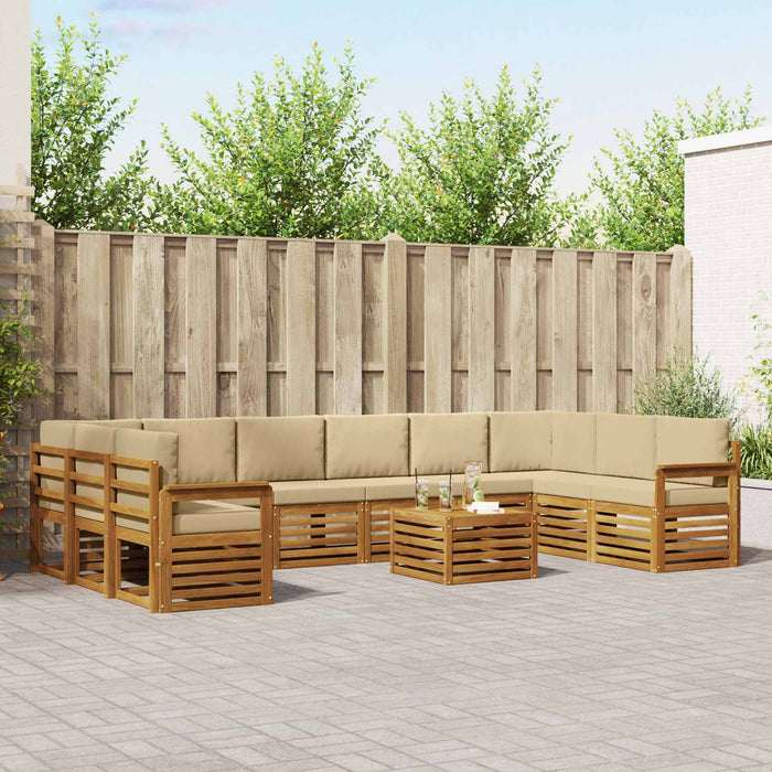 Seturi de canapele 11 pcs Natural și Bej Lemn Solid de Acacia - WALTI WALTI