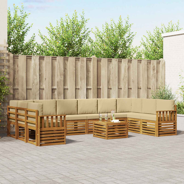Seturi de canapele 11 pcs Natural și Bej Lemn Solid de Acacia - WALTI WALTI