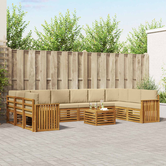 Seturi de canapele 11 pcs Natural și Bej Lemn Solid de Acacia - WALTI WALTI