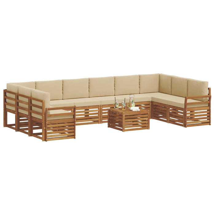 Seturi de canapele 11 pcs Natural și Bej Lemn Solid de Acacia - WALTI WALTI