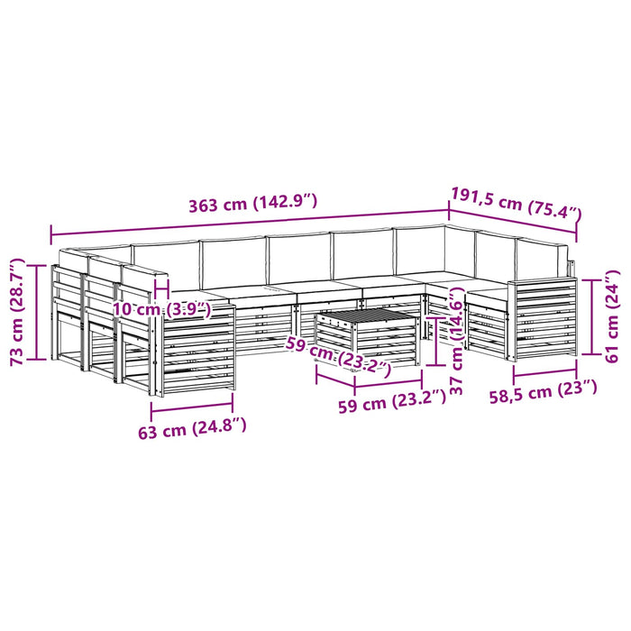 Seturi de canapele cu pernă 11 pcs Gri natural și deschis - WALTI WALTI