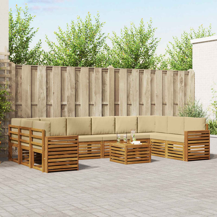 Seturi de canapele 11 pcs Natural și Bej Lemn Solid de Acacia - WALTI WALTI
