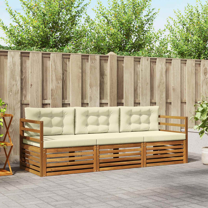 Set de canapele de exterior cu pernă 3 pcs Natural și Crem - WALTI WALTI