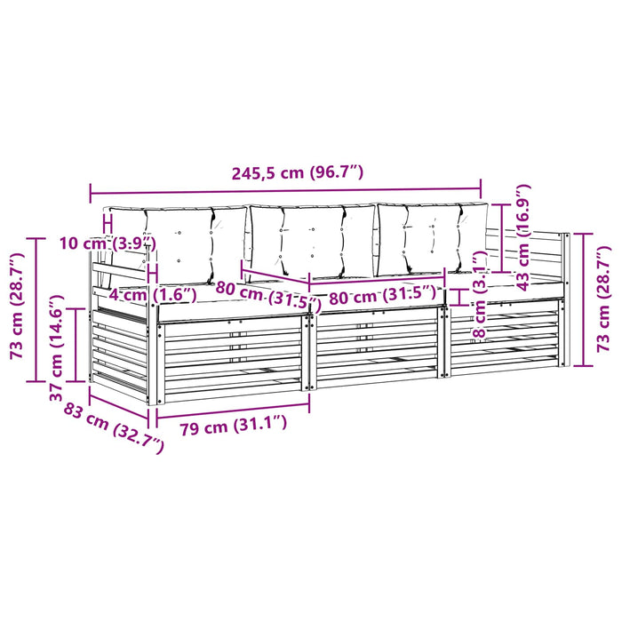 Set de canapele de exterior cu pernă 3 pcs Natural și Antracit WALTI