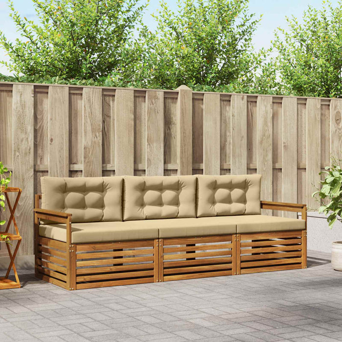 Set de canapele de exterior cu pernă 3 pcs Natural și Bej - WALTI WALTI