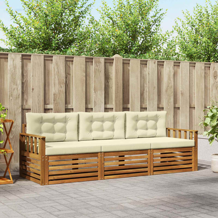 Set de canapele de exterior cu pernă 3 pcs Natural și Crem - WALTI WALTI