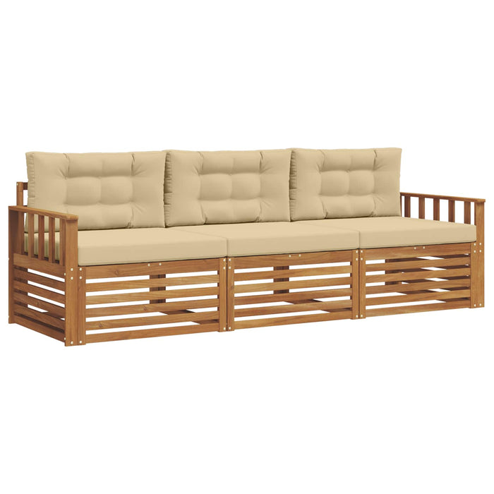 Set de canapele de exterior cu pernă 3 pcs Natural și Bej - WALTI WALTI