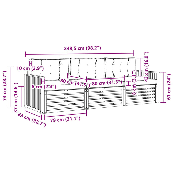 Set de canapele de exterior cu pernă 3 pcs Natural și Crem - WALTI WALTI