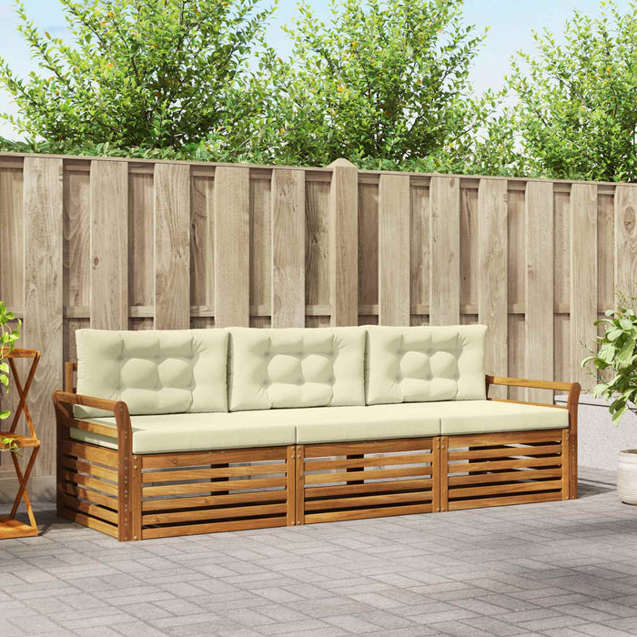 Set de canapele de exterior cu pernă 3 pcs Natural și Crem - WALTI WALTI