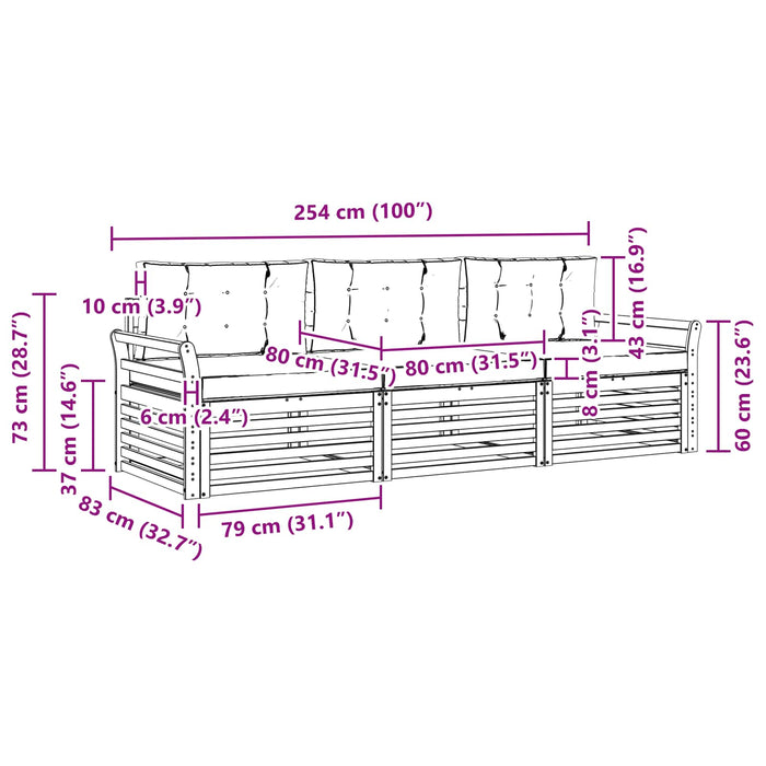 Set de canapele de exterior cu pernă 3 pcs Natural și Bej - WALTI WALTI
