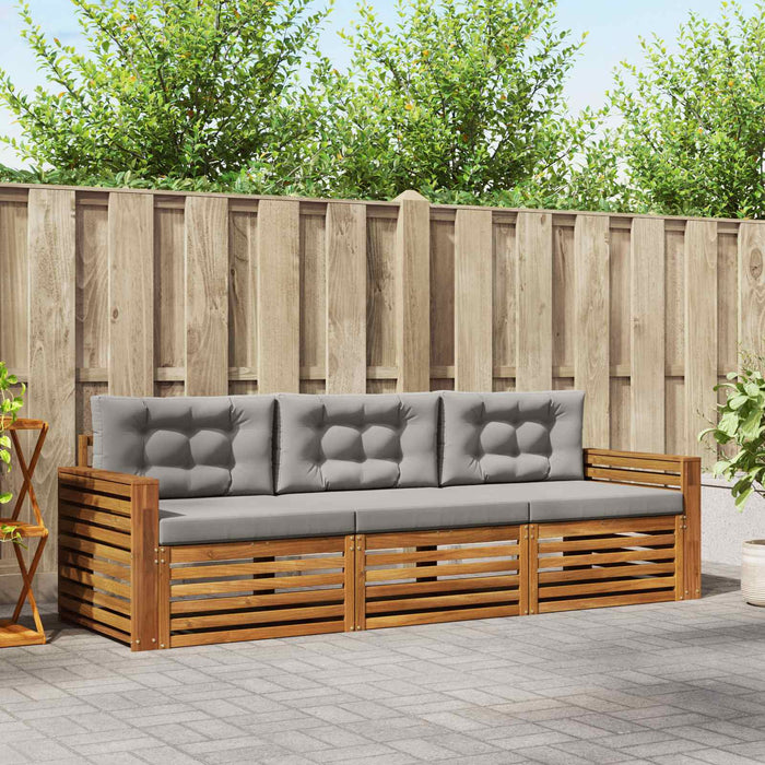 Set de canapele de exterior 3 pcs Gri natural și deschis - WALTI WALTI