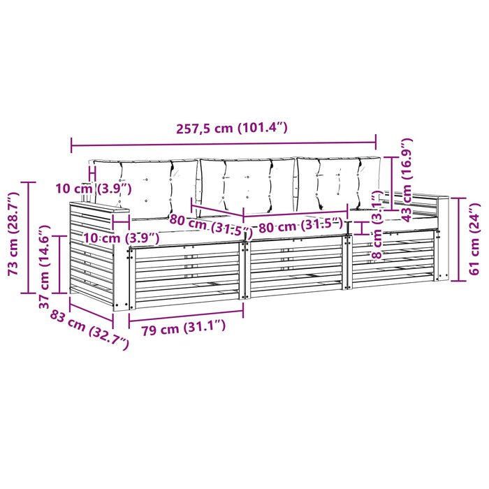Set de canapele de exterior cu pernă 3 pcs Natural și Bej - WALTI WALTI