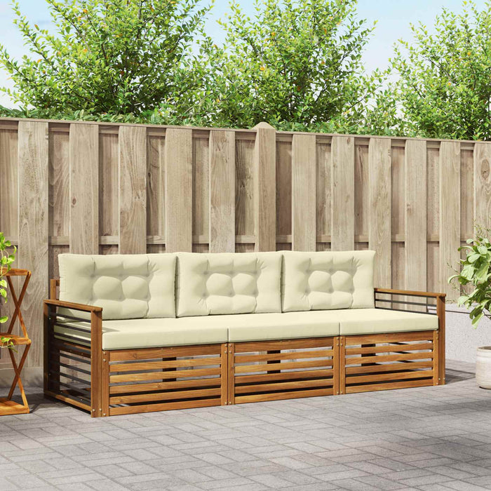 Set de canapele de exterior cu pernă 3 pcs Natural și Crem - WALTI WALTI