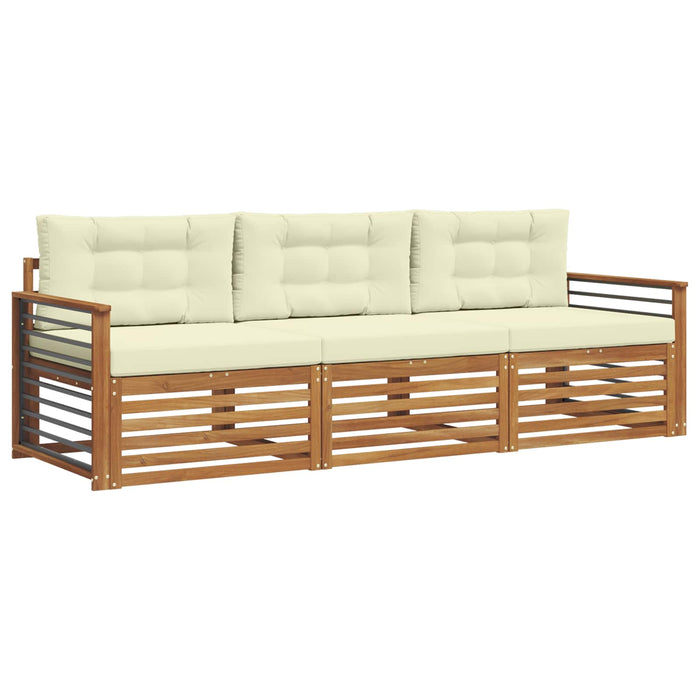 Set de canapele de exterior cu pernă 3 pcs Natural și Crem - WALTI WALTI