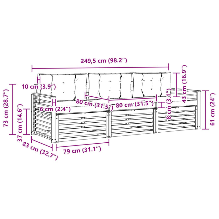 Set de canapele de exterior cu pernă 3 pcs Natural și Crem - WALTI WALTI