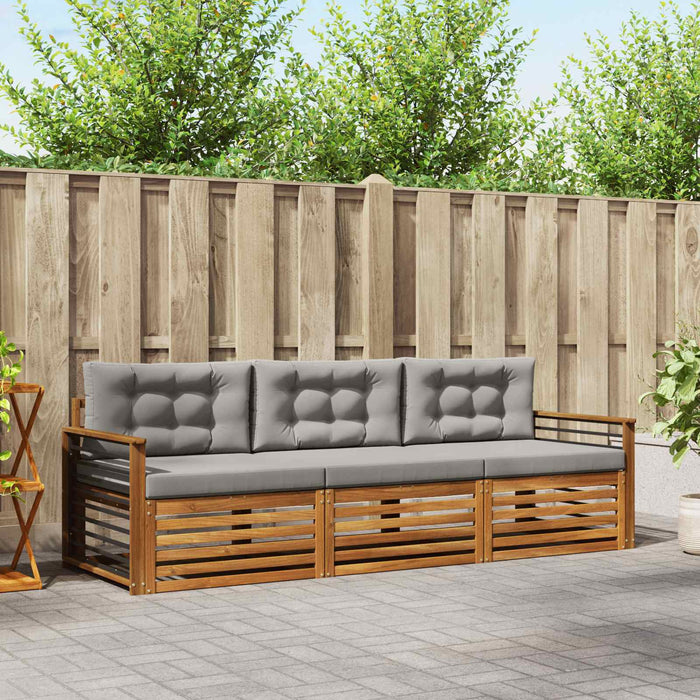 Set de canapele de exterior 3 pcs Gri natural și deschis - WALTI WALTI