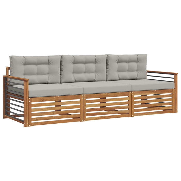 Set de canapele de exterior 3 pcs Gri natural și deschis - WALTI WALTI
