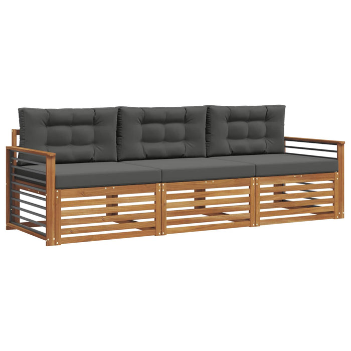 Set de canapele de exterior cu pernă 3 pcs Natural și Antracit WALTI