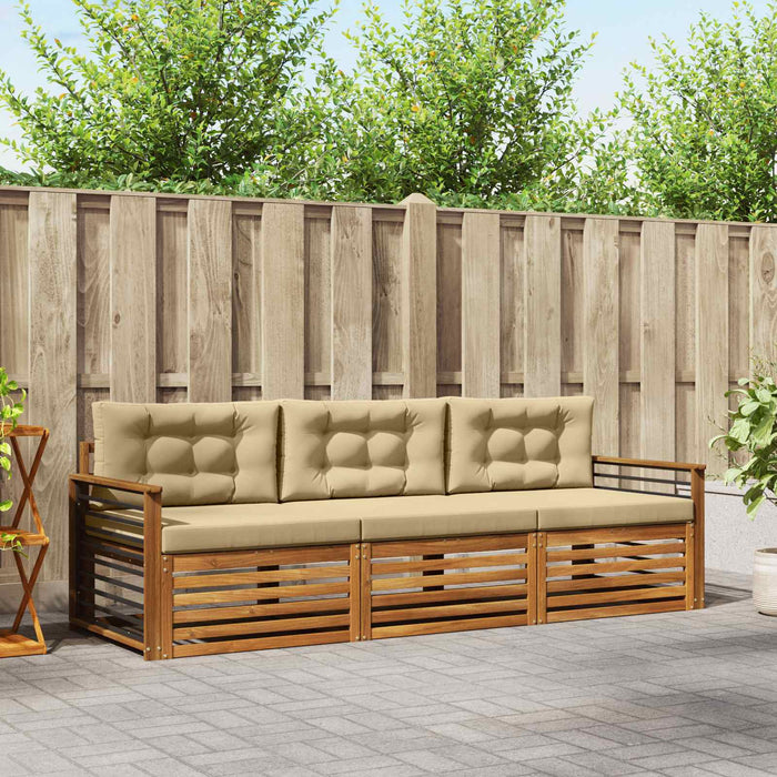Set de canapele de exterior cu pernă 3 pcs Natural și Bej - WALTI WALTI