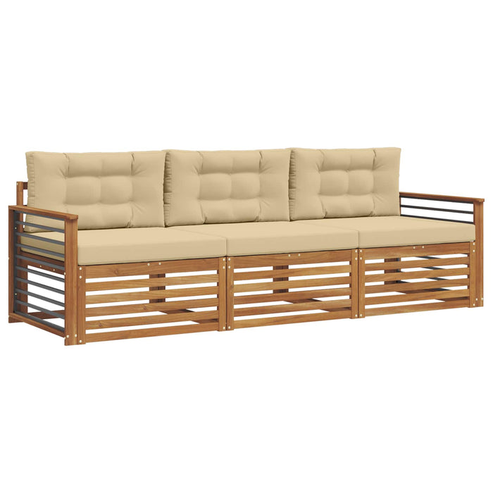Set de canapele de exterior cu pernă 3 pcs Natural și Bej - WALTI WALTI