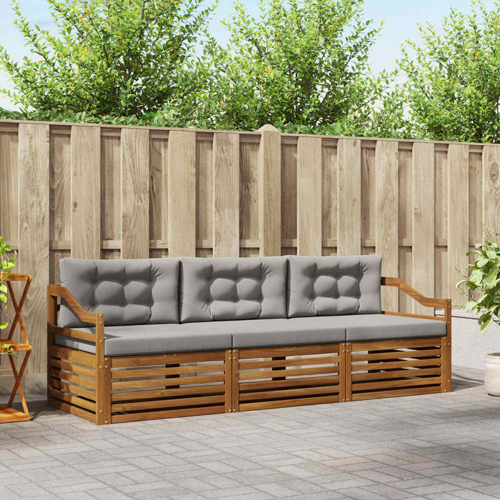 Set de canapele de exterior 3 pcs Gri natural și deschis - WALTI WALTI