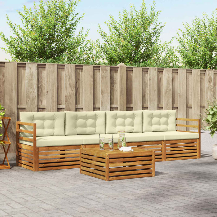 Set de canapele de exterior cu pernă 5 pcs Natural și Crem - WALTI WALTI