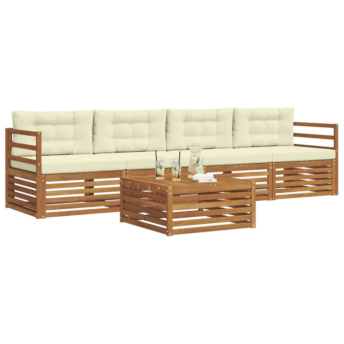 Set de canapele de exterior cu pernă 5 pcs Natural și Crem - WALTI WALTI