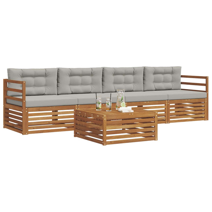 Set de canapele de exterior 5 pcs Gri natural și deschis - WALTI WALTI