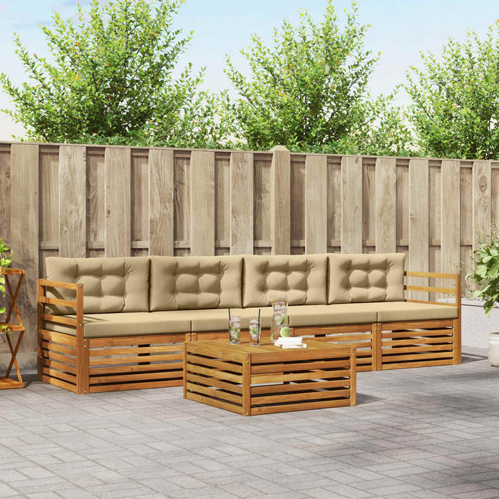 Set de canapele de exterior cu pernă 5 pcs Natural și Bej - WALTI WALTI
