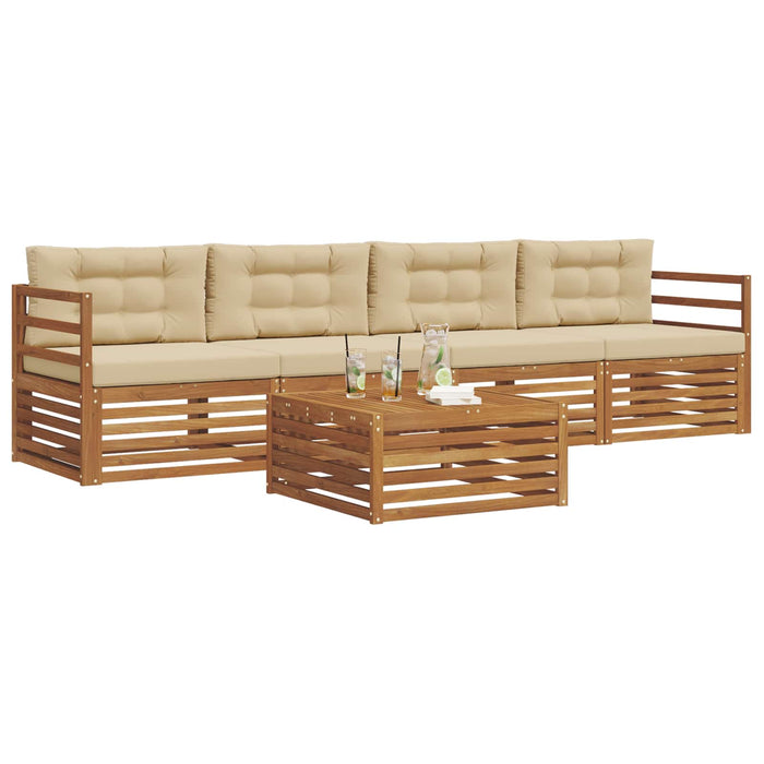 Set de canapele de exterior cu pernă 5 pcs Natural și Bej - WALTI WALTI