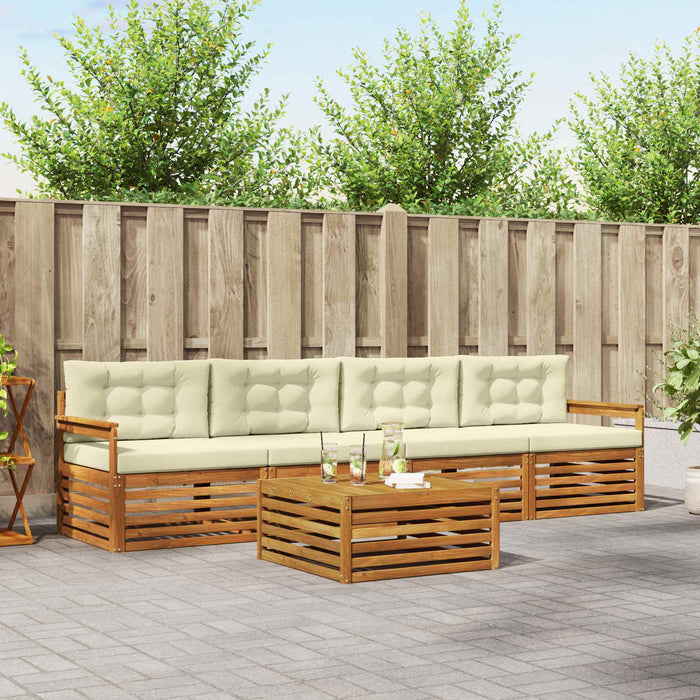 Set de canapele de exterior cu pernă 5 pcs Natural și Crem - WALTI WALTI