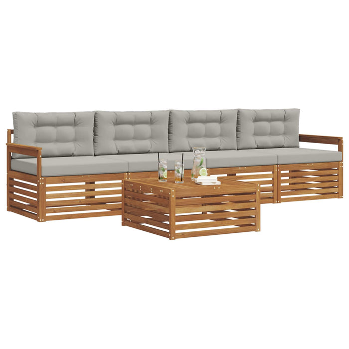 Set de canapele de exterior 5 pcs Gri natural și deschis - WALTI WALTI