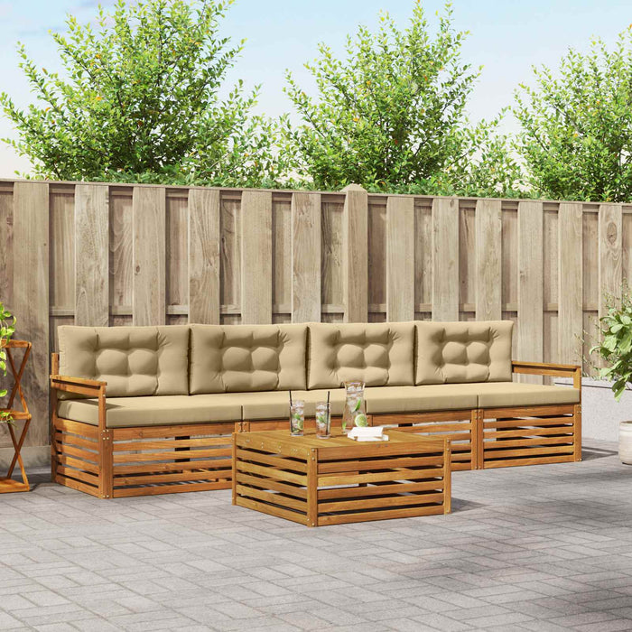 Set de canapele de exterior cu pernă 5 pcs Natural și Bej - WALTI WALTI