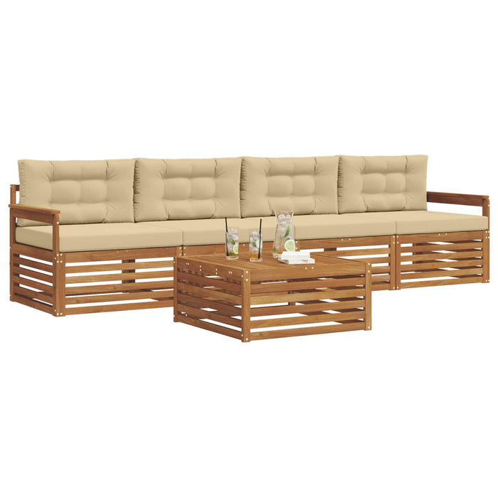 Set de canapele de exterior cu pernă 5 pcs Natural și Bej - WALTI WALTI