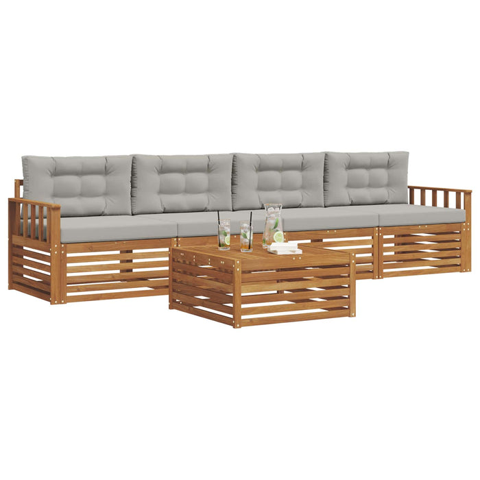 Set de canapele de exterior 5 pcs Gri natural și deschis - WALTI WALTI
