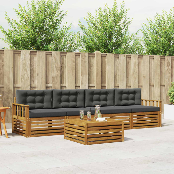 Set de canapele de exterior cu pernă 5 pcs Natural și Antracit WALTI