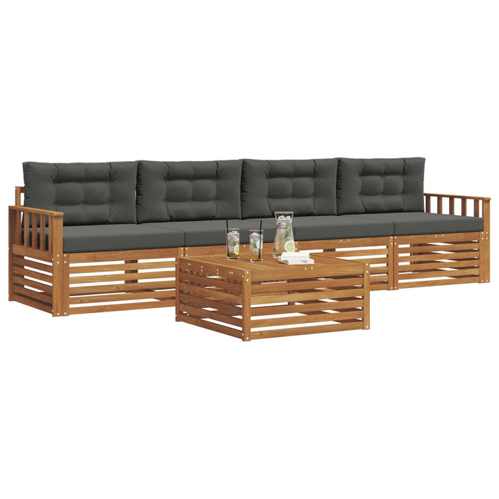 Set de canapele de exterior cu pernă 5 pcs Natural și Antracit WALTI