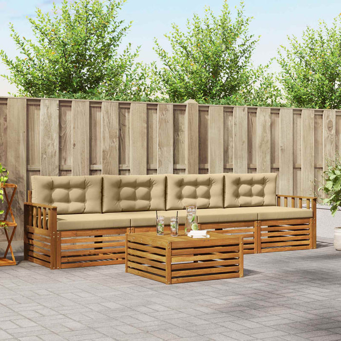 Set de canapele de exterior cu pernă 5 pcs Natural și Bej - WALTI WALTI