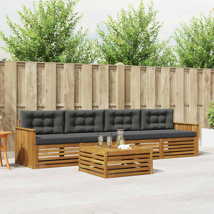 Set de canapele de exterior cu pernă 5 pcs Natural și Antracit WALTI