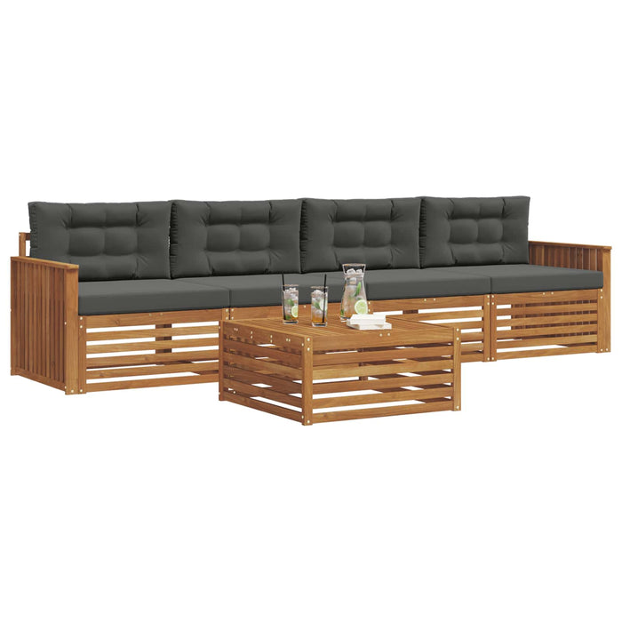 Set de canapele de exterior cu pernă 5 pcs Natural și Antracit WALTI