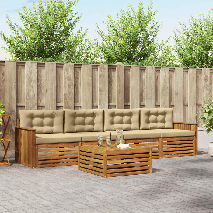 Set de canapele de exterior cu pernă 5 pcs Natural și Bej - WALTI WALTI