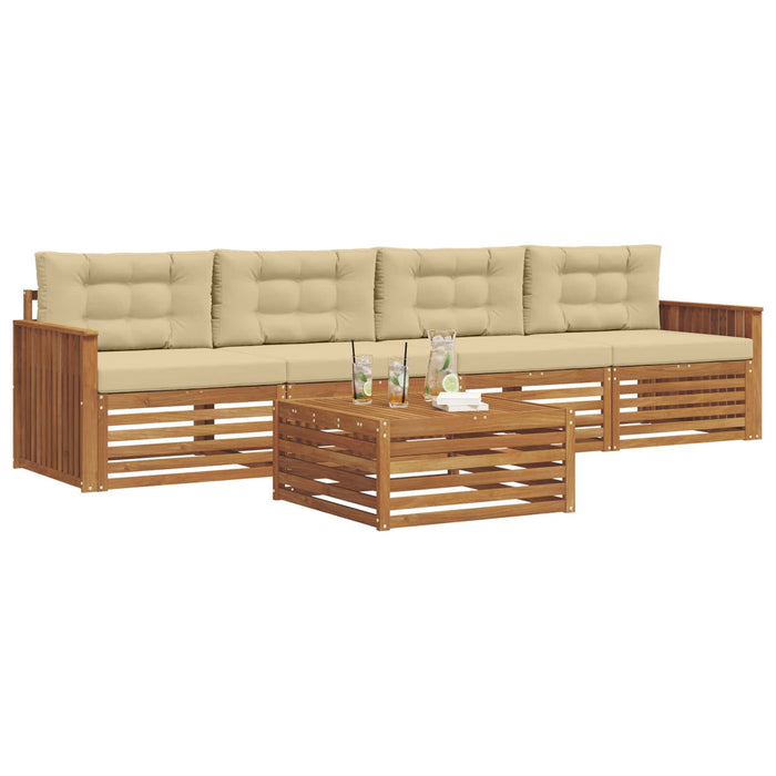Set de canapele de exterior cu pernă 5 pcs Natural și Bej - WALTI WALTI